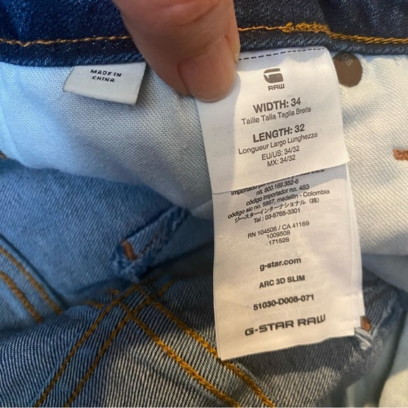 G-STAR RAW Men Blue Arc 3D Slim Buttoned Fly Jeans Size 34 - Picture 8 of 10